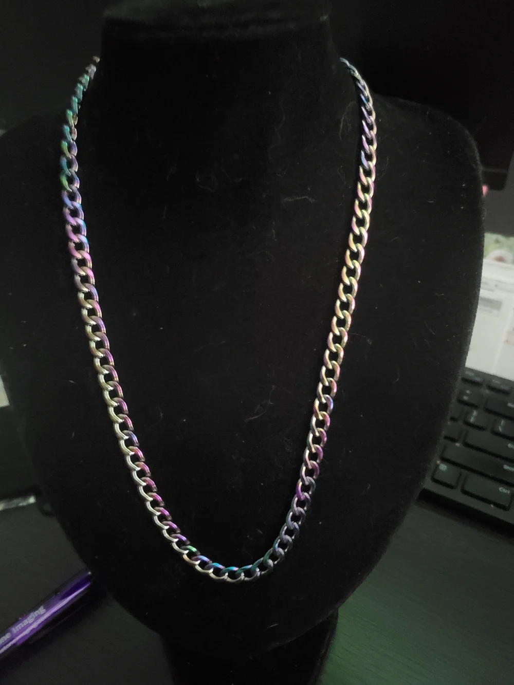 Iridescent Rainbow Curb Chain Necklace
